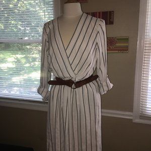 Ann Taylor Summer Cross Top Dress (NAVY & WHITE)